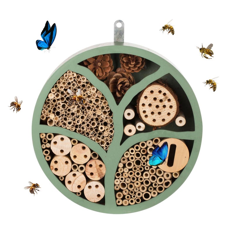 Topadorn 11â€ Woonden Multi Habitat Insect House Outdoor Garden Decorative Insect Hotels for Bee Butterfly and Beetle Tree of Life - Image 1